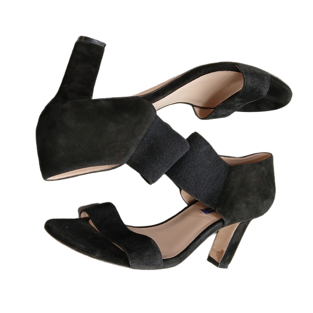 Stuart Weitzman Ezra 80 Heeled Sandals Womens US Size 8 Black Open Toe Slip On